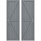 Ekena Millwork Americraft 5-Board Wood 2 Equal Panel Frmd Board-n-Batten Shutters w/Dbl Z-Bar, ARW102BF518X77CHH, PR ARW102BF518X77CHH - alternate 1